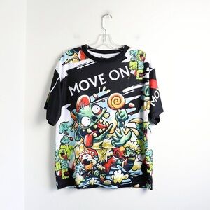 Apizode zombie print men's t-shirt S small clubbing party fun stretch cartoon